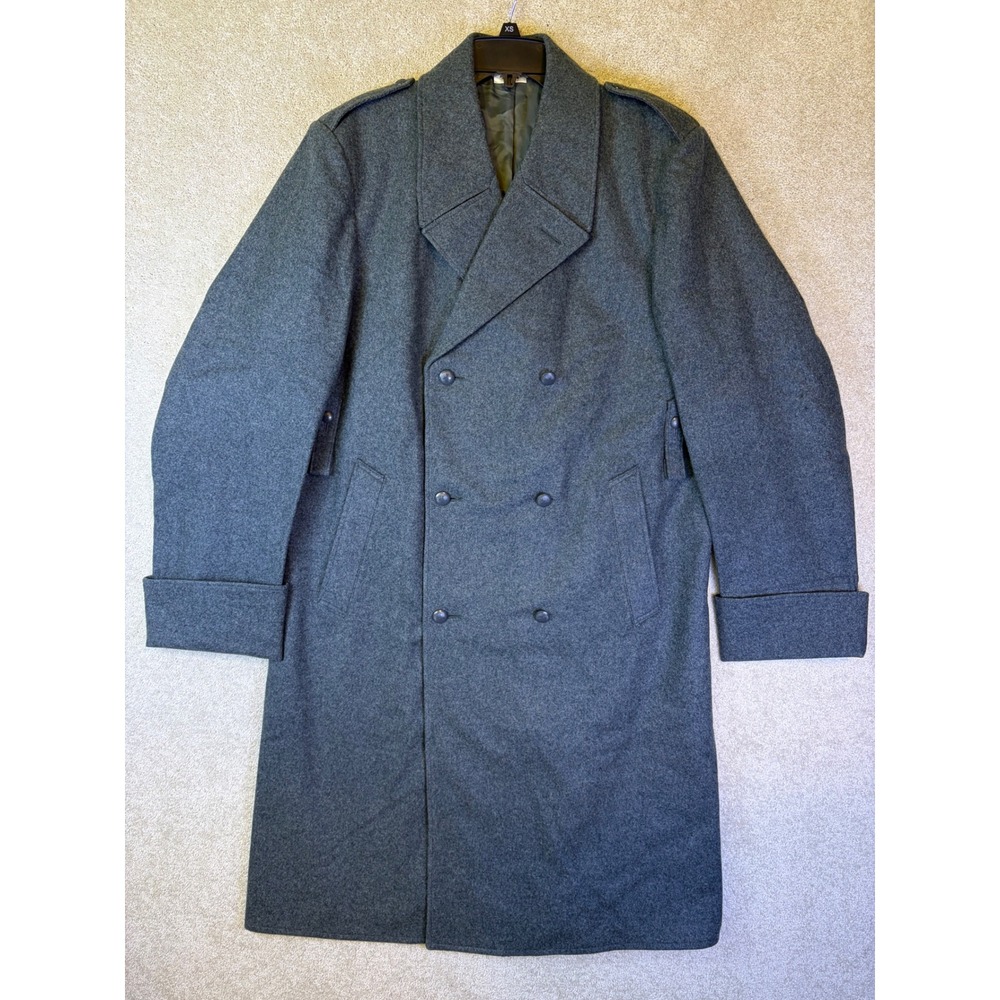 Vintage Swiss Army Wool Greatcoat Overcoat Mens 48 N (MED) Green Double Breasted